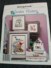 GARDEN VISITORS Cross Stitch Stoney Creek Charts Vintage Booklet 156 1996 USA