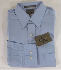 Calvin Klein CK Cotton Light Blue Button Down Shirt Pocket Sz 15 /34-35 NWT