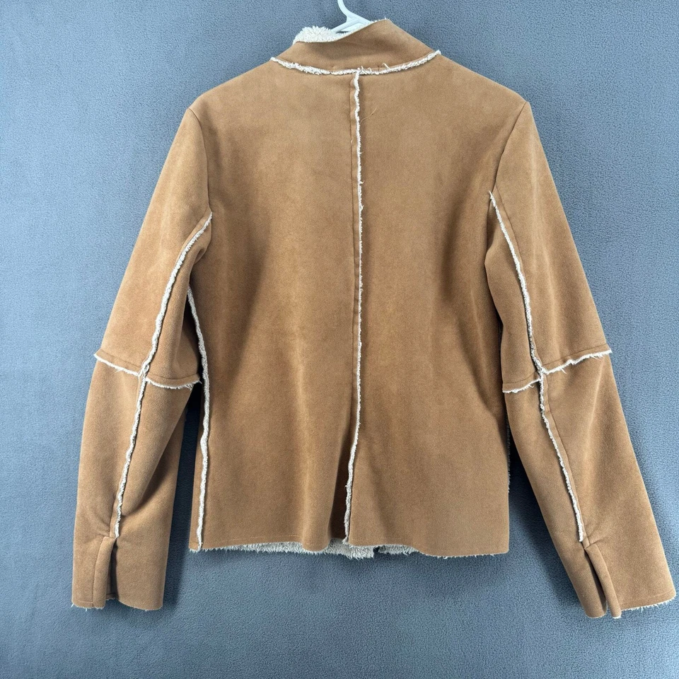 Velvet Graham Spencer Faux Suede Sherpa Lined Full Zip Coat Womens L Tan Brown — 第 2/4 张图片