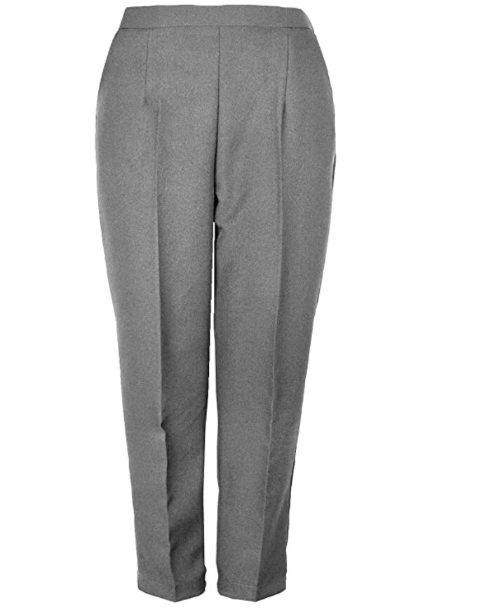 WOMENS LADIES HALF ELASTICATED WAIST TROUSERS POCKETS PAN ALL SIZES