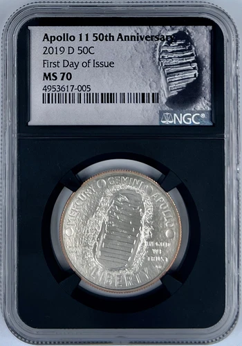 2019 D 50C Apollo 11 50th Anniversary Half Dollar NGC MS 70 First Day of Issue