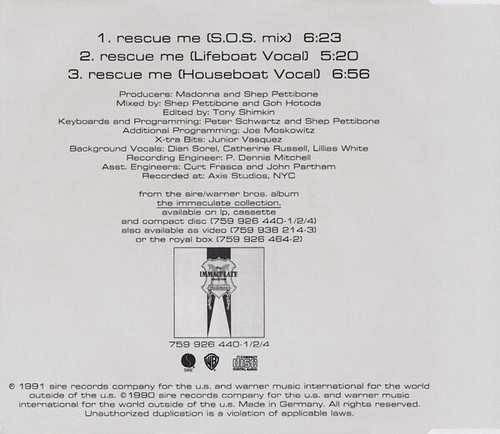 MADONNA Rescue Me Remixes Import 1991 CD Single Like New - 第 2/3 張圖片