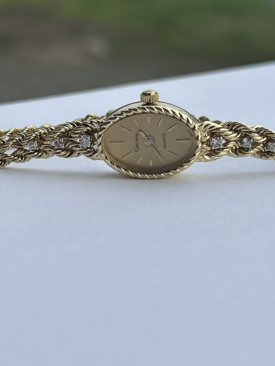 Lady 14k Gold Diamond Geneve Watch 14.7 Grams | eBay