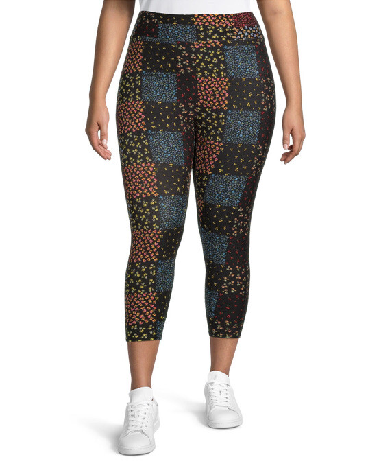 Terra and Sky Patchwork Floral High Rise Capri Leggings 3X (24W-26W) NWT