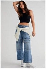 Free People Cargo Jeans 'Under Construction' 90s Utility Sz 29 NEW