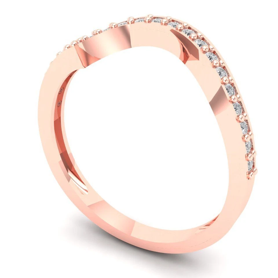 0.17 ctw Zirconia Diamond Women's Wedding Band - Stackable 14K Rose Gold Ring - Image 2 of 4