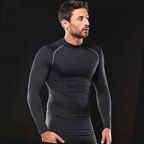 Mens Base Layer Top Long Sleeve Compression Armour Top Thermal Gym Sports Shirt - Picture 2 of 23