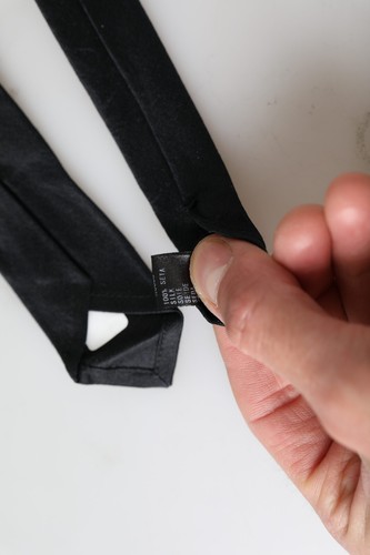 DOLCE & GABBANA Tie Black Solid 100% Silk Adjustable Necktie Accessory 430usd - Picture 5 of 6