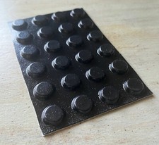 24 ROUND BLACK RUBBER FEET - GUITAR PEDAL EFFECTS - ADHESIVE PEEL-OFF BUMPERS