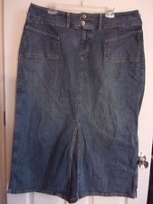 Vintage Carolina Blues Plus Blue Denim Maxi Skirt Stretch Size 20 EUC