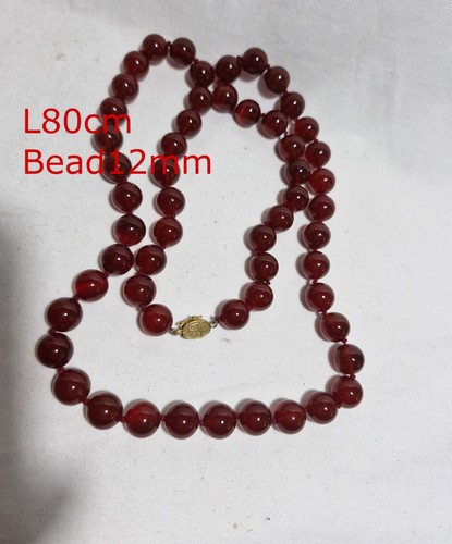 Vintage Carnelian 12mm Bead Long Necklace Double Knotted L80cm - Picture 3 of 5