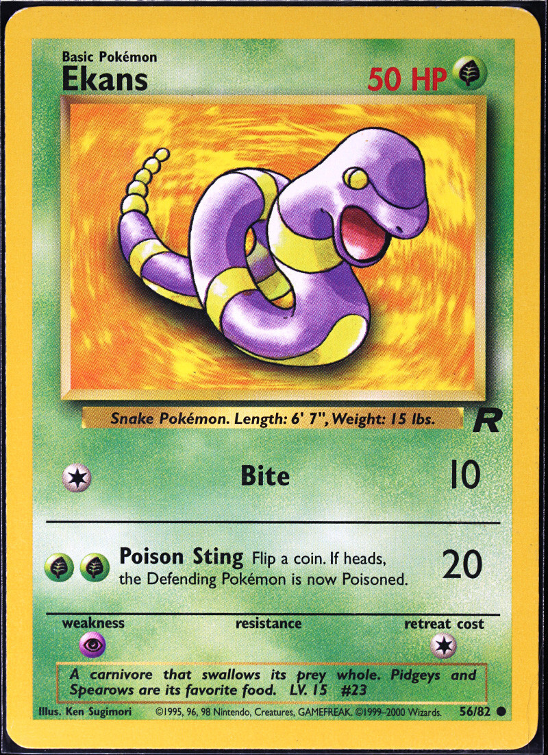 Pokémon TCG Ekans Team Rocket 56 Regular Unlimited Common NM