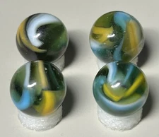 Lot Of 4 Peltier Marbles (2) MCS And (2) MC Rainbo .62” To .66” NM To NM(+)