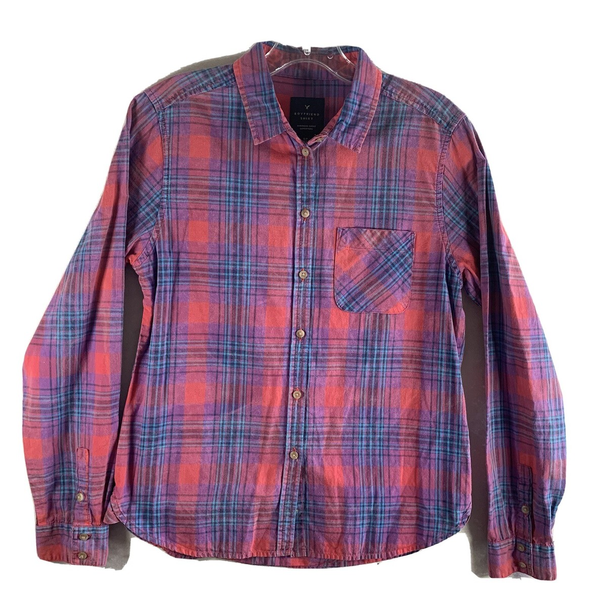 American Eagle Women’s Size Small Boyfriend Shirt Multicolor Long Sleeve