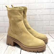 Womens Fabulous Footwear Beige Zip Up Mid Heel Ankle Boots UK 6 EUR 39
