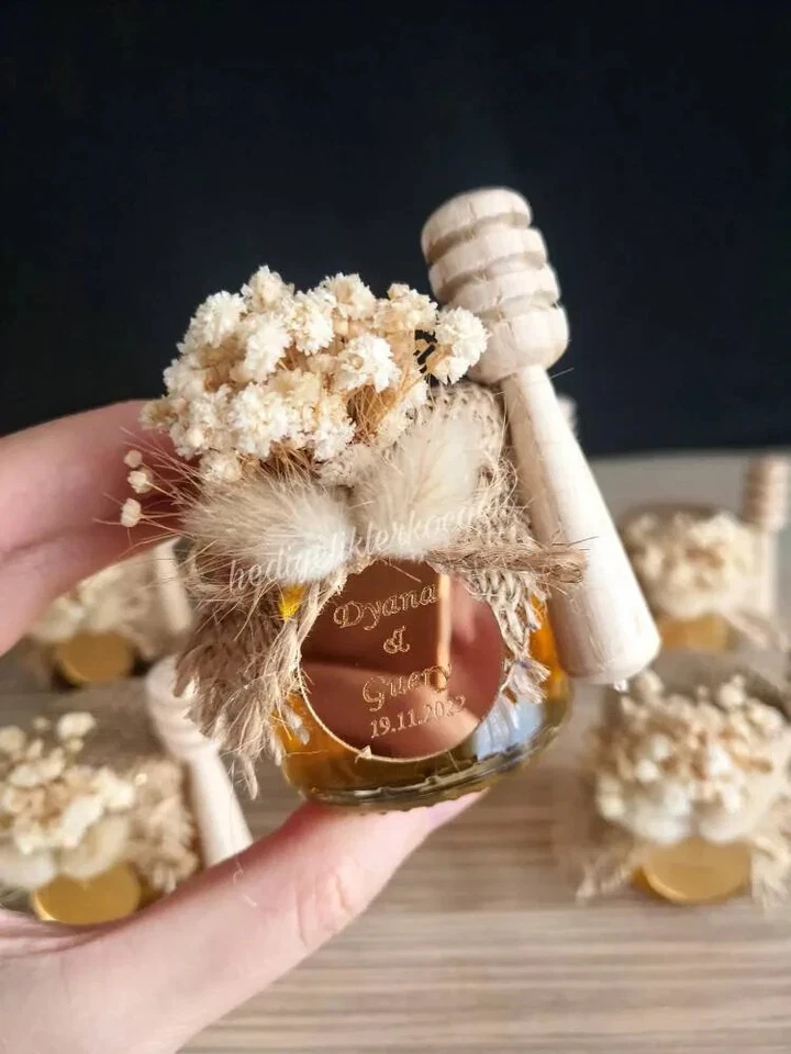 20 PIEZAS Tarro de miel, favor de boda, regalo de boda de lujo, tarro de miel regalo Foto 2 de 4