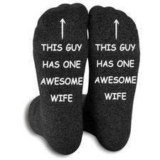 Funny Socks for Men, Valentines Day Gifts for Dad, Non-Slip One Size Black-wife