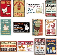12 Pack Chicken Coop Signs 8 x 12 Inch Funny Metal Outdoor...