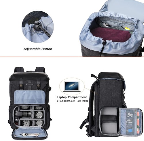 15-16 inch Camera Backpack Bag DSLR/SLR/Mirrorless Photography 3 Layers Tactical - Picture 114 of 163