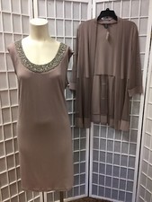 R M Richards, Woman s, Set, Dress/ Light Jacket, Brown, Parties, Beaded,Size16.: