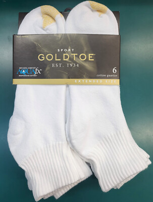 Gold Toe Anklet Quarter Socks Extended Size 12-16 (6-Pack)