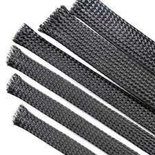 1mm - 100mm PET Black Braided Expandable Cable Sleeving Wire Harness Sheathing