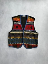 Vintage Carlo Colucci Multicolor Wool Mens Vest Sz L