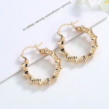 18k Layered Real Gold Filled Round basket Hoop earring