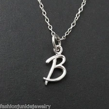 Tiny Initial Letter B Necklace - 925 Sterling Silver - Name B Letter Charm 
