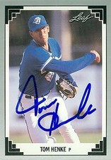 Tom Henke autographed Baseball Card (Toronto Blue Jays) 1991 Leaf #517