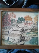 Early 20th Century Watercolor old mill