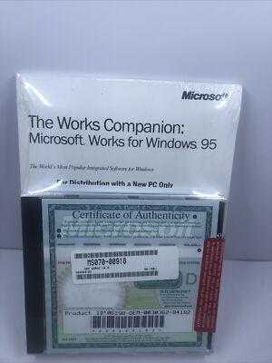 The Works Companion : Microsoft Works for Windows 95 - sealed . Vintage. W/ COA