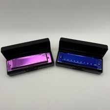 2-Pack 10 Hole Blues Harmonica Set Blue  A Pink Kids Harmonicas