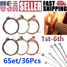 36PCS 6Sets Guitar Strings Replacement Steel String for Electric Acoustic Guitar