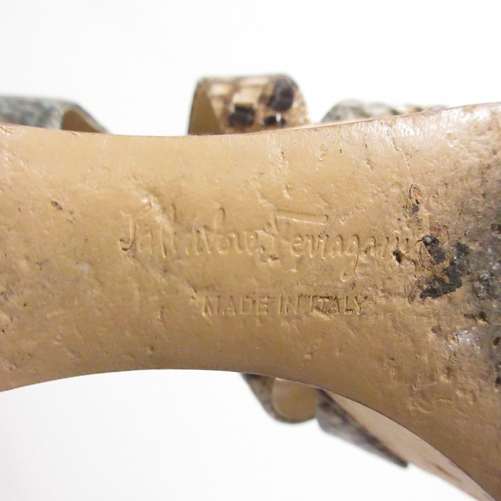 Salvatore Ferragamo Python Pattern Strap Wedge Sa… - image 6