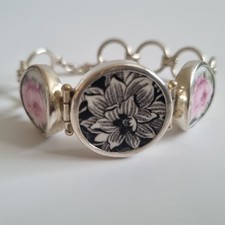 Sagen Sweden Silver Bracelet Scandinavian Design With Mon Amie Ceramic Inserts