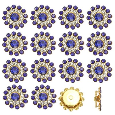 200 Stück Strasssteine zum Aufnähen, Strasssteine aus geblümtem Glas, blau