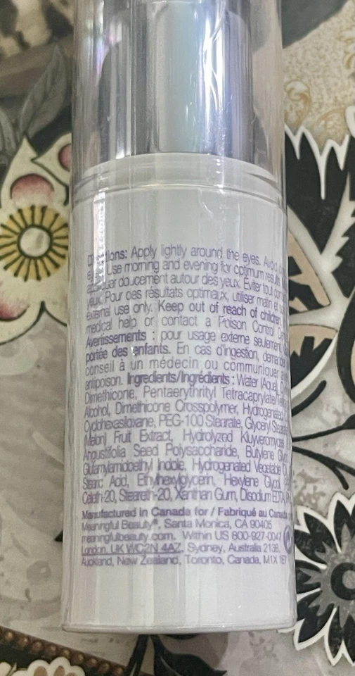 Suero potenciador de ojos Meaningful Beauty Cindy Crawford sellado 0,5 fl oz 15 ml Foto 3 de 4