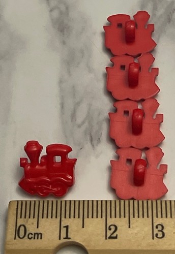 5 Red Plastic Train Children's Button Lot 117-8 - Picture 9 of 11