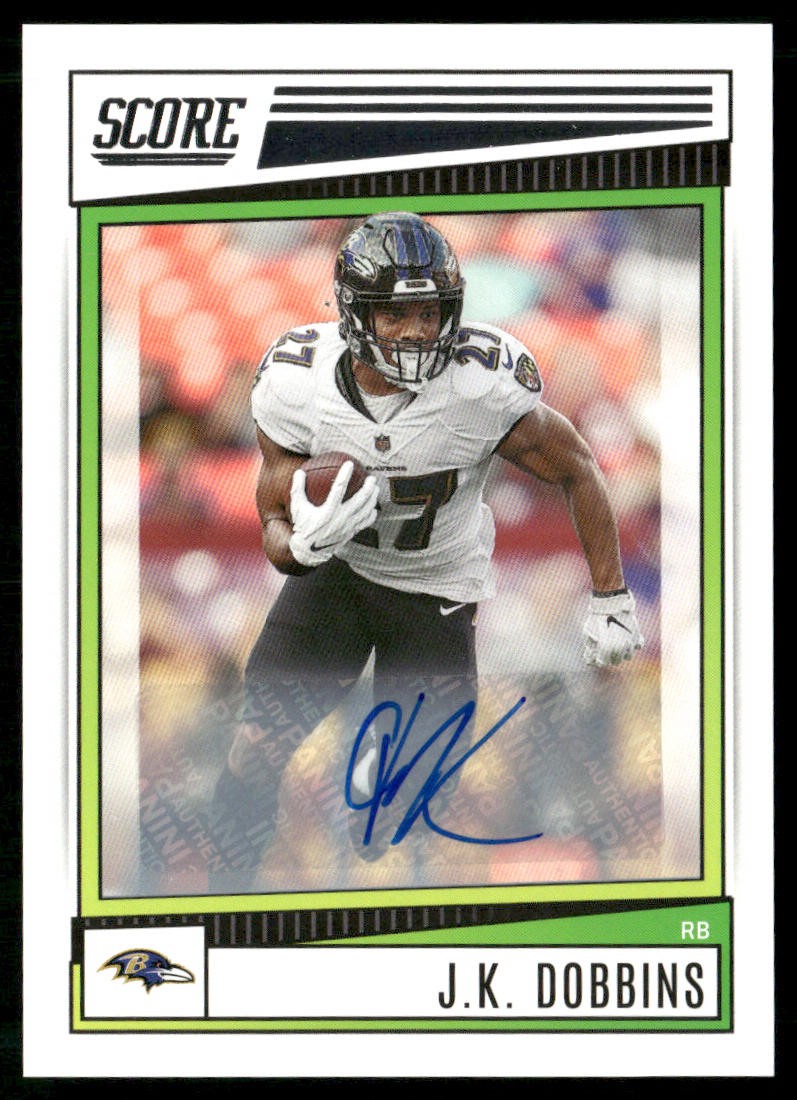J.K. Dobbins 2022 Score Signatures #185 AU Baltimore Ravens