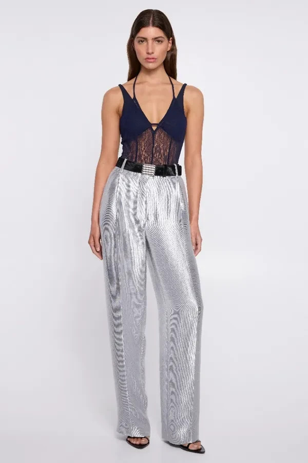 silver dress pants women's Sass & Bide FANCIE silver pant size 12 / 42 Brand New
