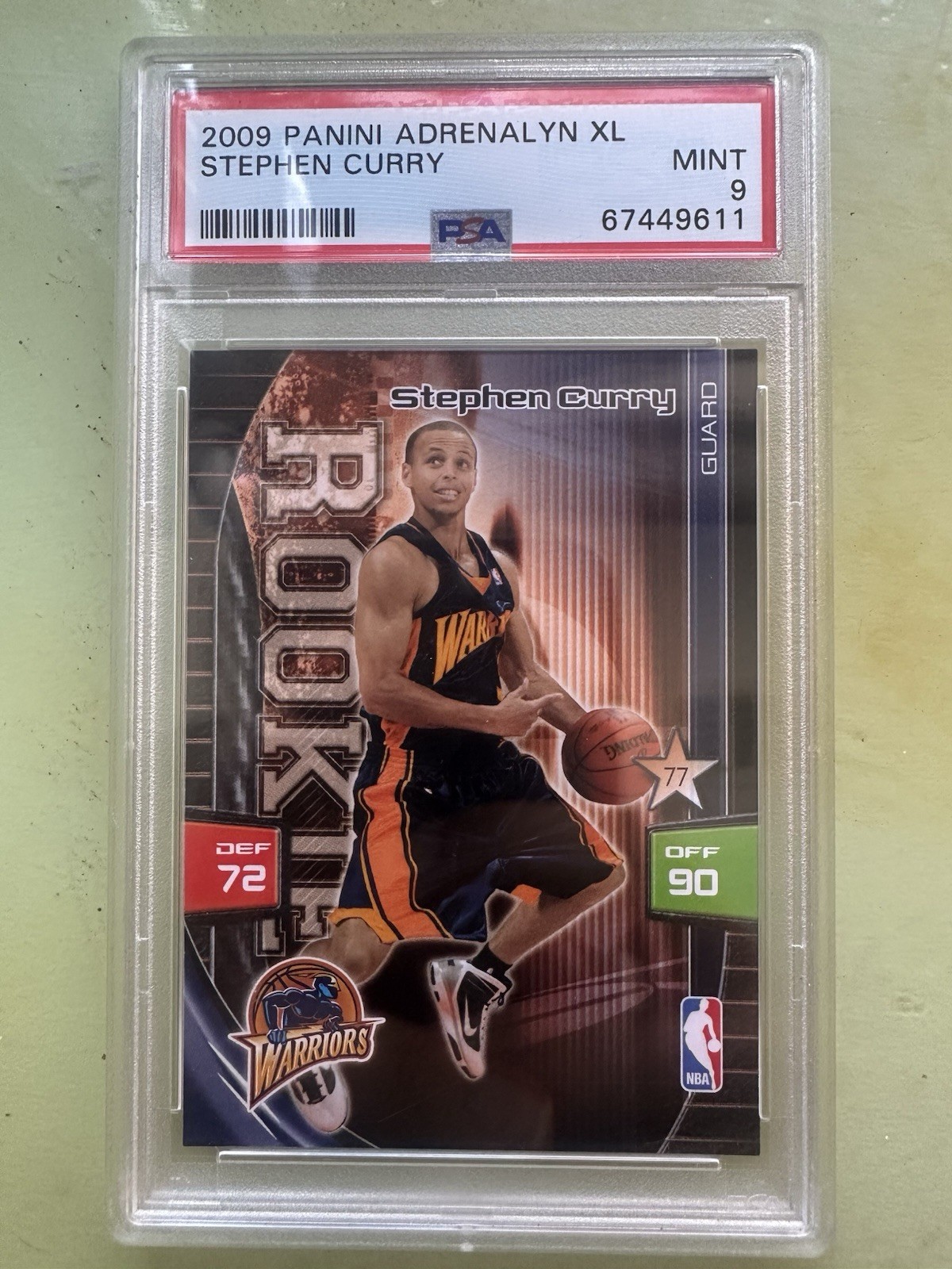 2009 Panini Adrenalyn XL Stephen Curry RC #77 PSA 9 Warriors