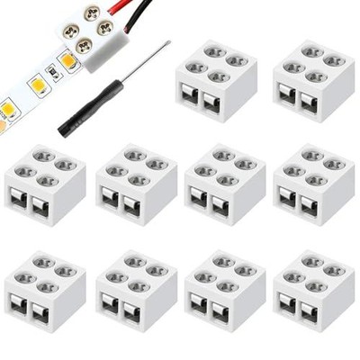 10 Stück LED Lichtleisten Verbinder 8mm 2 Pin Lötfrei Weiß 5V 12V 24V LED