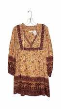 Spell & the Gypsy Size X- Small Tan Print Pre-Owned Dress- Ladies