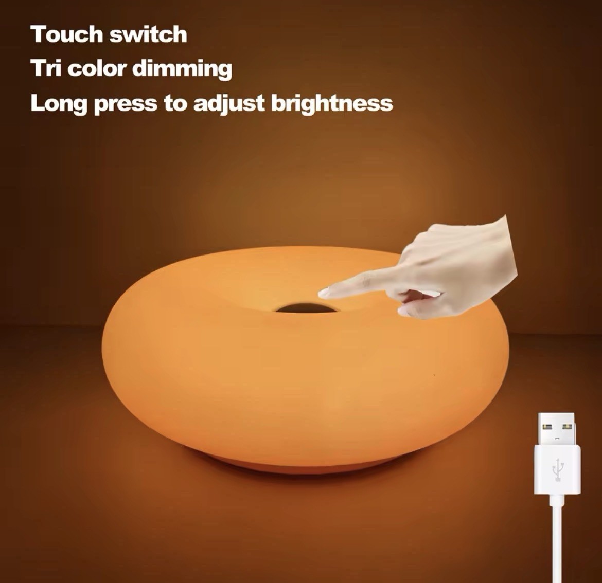 Lampe de table LED tactile design donut pour éclairer vos soirées sur la terrasse