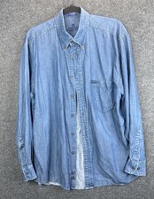 VTG Pendleton Shirt Mens Large Blue Denim Button-Up Cowboy Pocket Made In USA