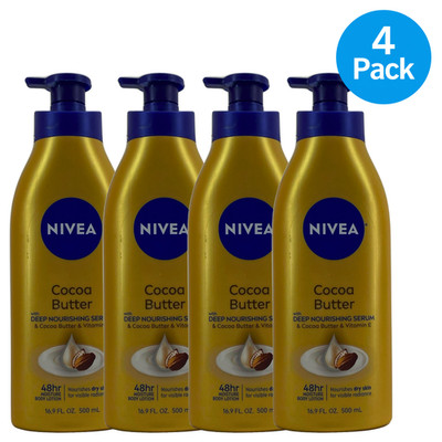 Nivea Cocoa Butter Body Lotion with Deep Nourishing Serum & Vitamin E 16.9oz 4 P
