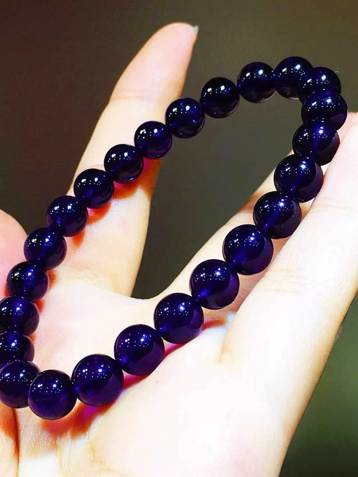 Pulseira de contas Uruguai roxa quartzo ametista natural 7 mm AAAA - Imagem 2 de 4