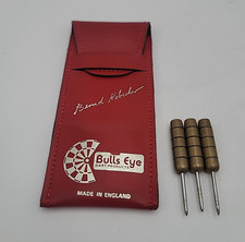 Vintage Bulls Eye Steel Tip Darts Made in England Brass Barrels Red Case