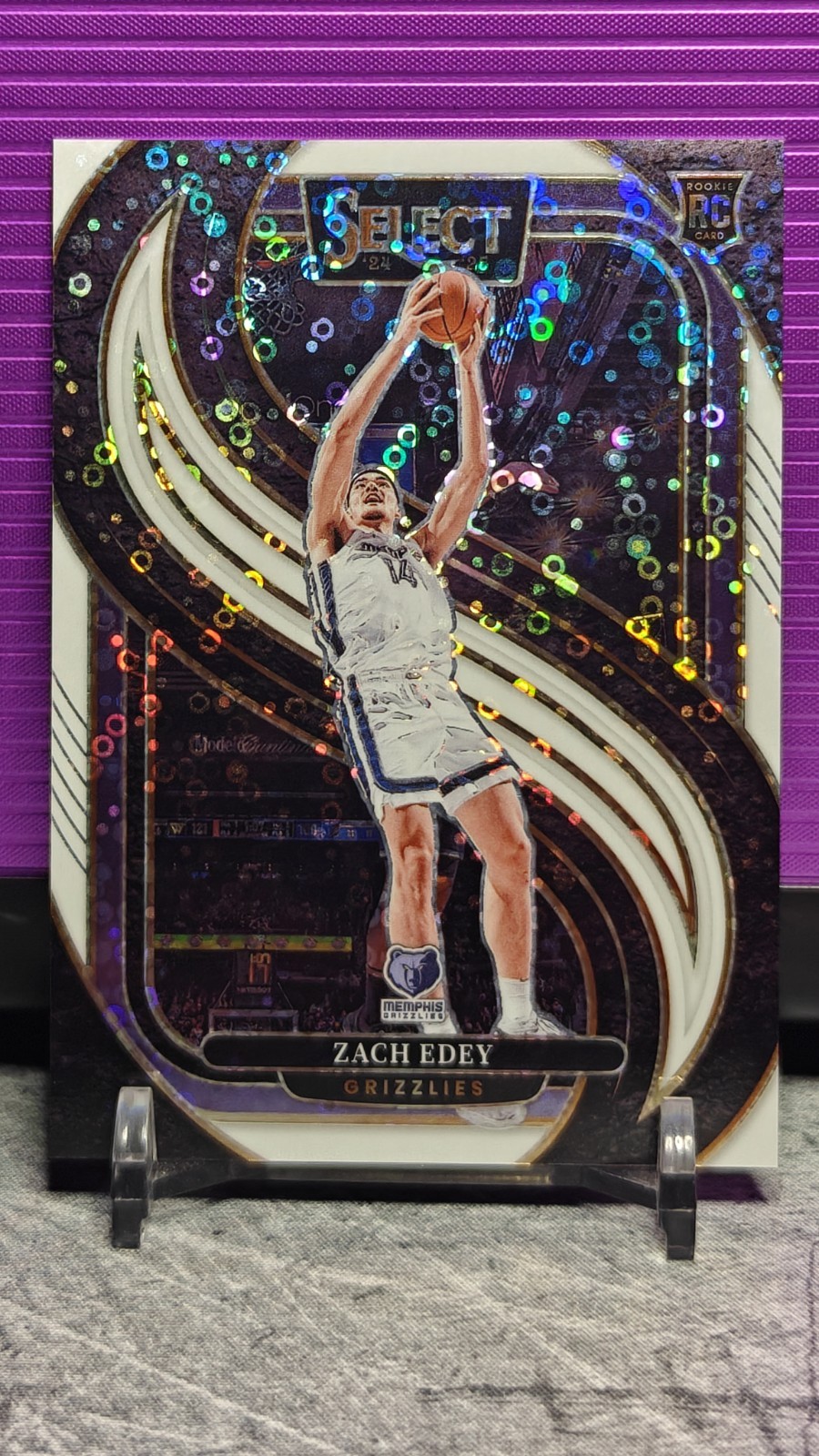 2024-25 Select Premier Level Zach Edey Rookie White Disco Prizm /75 Grizzlies